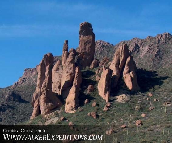 Giant Monolith Rock Formations in the Superstition Mountains.